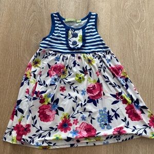 A-line floral and stripe tank top dress - 3T
